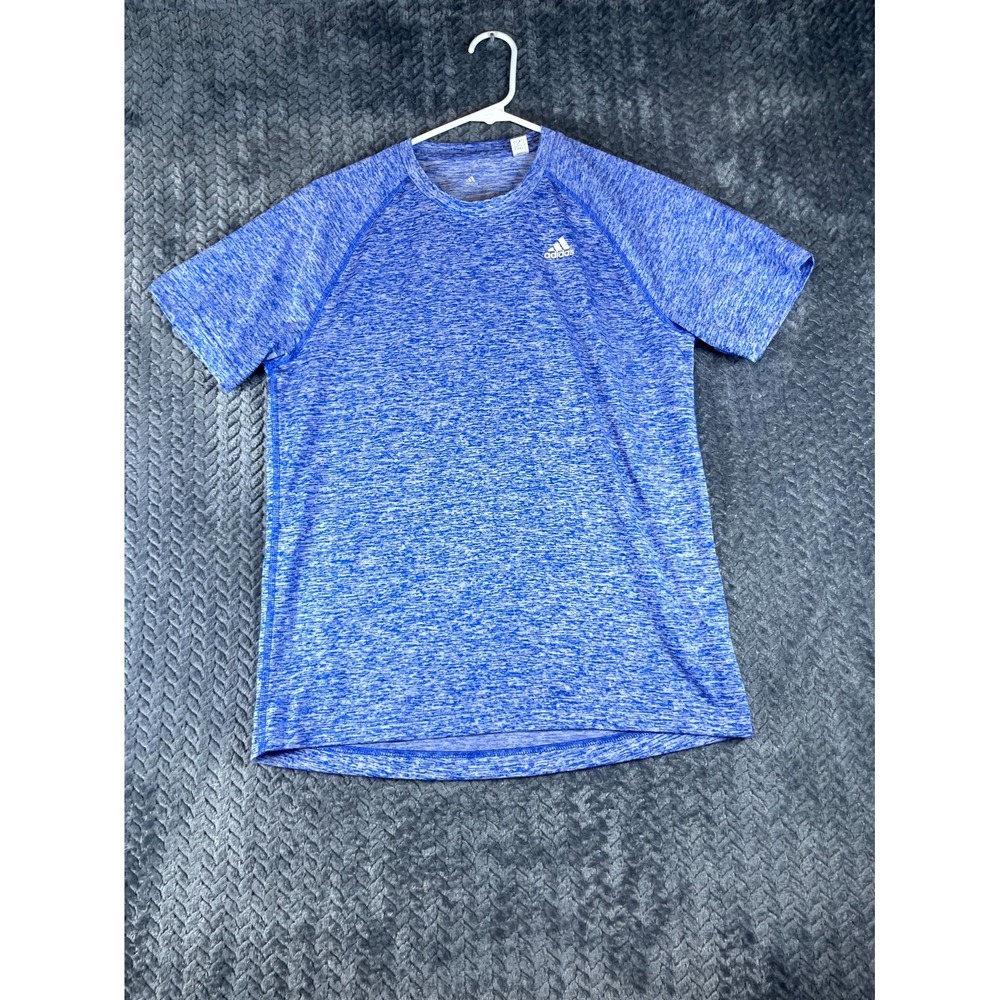 Adidas T Shirt Mens Small Blue Raglan Sleeve Climalite Sweat Wicking Athleisure